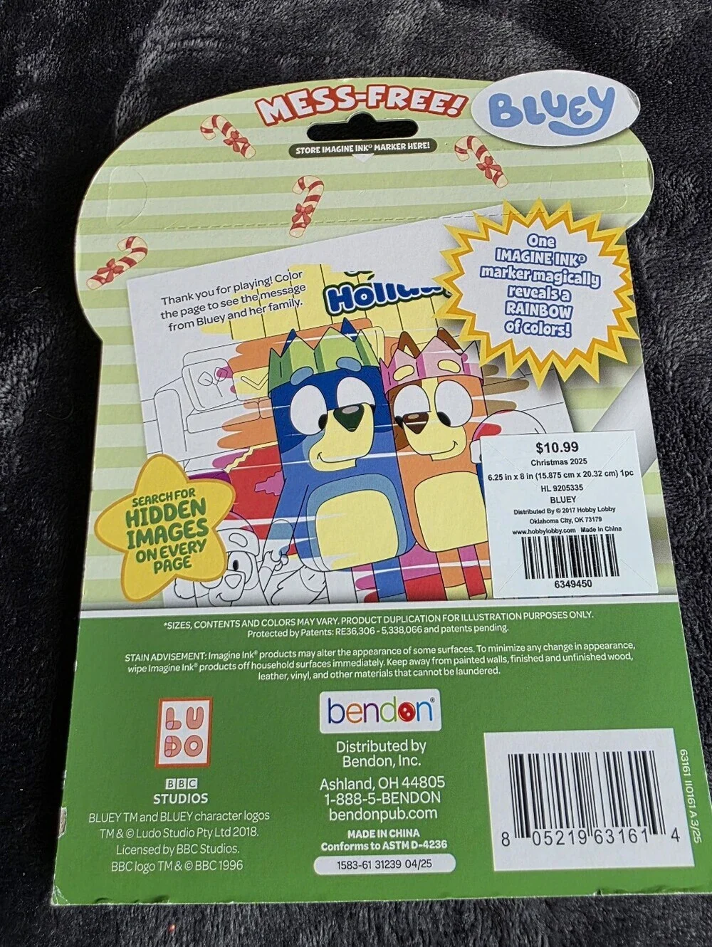New Christmas Bluey Imagine Ink Magic Reveal Game Book w Mess-Free Marker set